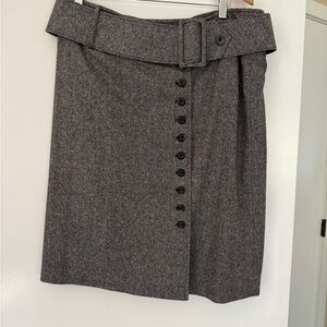 Neiman Marcus Charcoal Buttoned Pencil Skirt